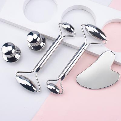 China Comfortable medical stainless steel gua sha set face roller metal kit body panel custom logo stainless steel gua sha for sale