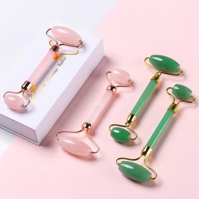 China The main face hot sale skin care tools 100% natural handmade green jade roller facial massager roller jade for sale