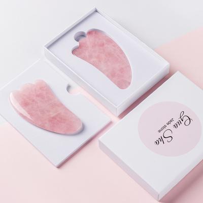 China High quality comfortable body facial massager custom logo mounted quartz gua sha jade stone scraping tool for sale