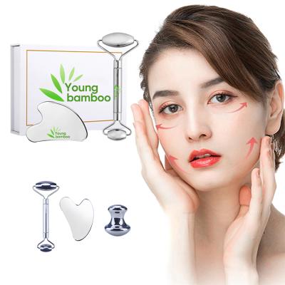 China Comfortable custom logo metal guasha beauty face neck body massage tool stainless steel gua sha scratch for sale