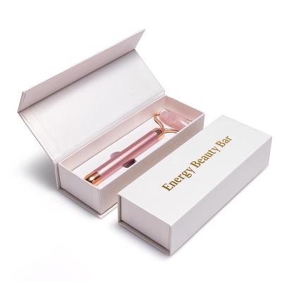 China Natural Crystal Facial Roller Hot Selling Jade Lifting Pink Crystal Quartz Vibrating Electric Face Massager Roller for sale