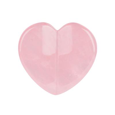 China Wholesale Comfortable Rose Quartz Guasha Stone Pink Handled Face Body Massage Scraper Heart Shape Jade Gua Sha Tool for sale