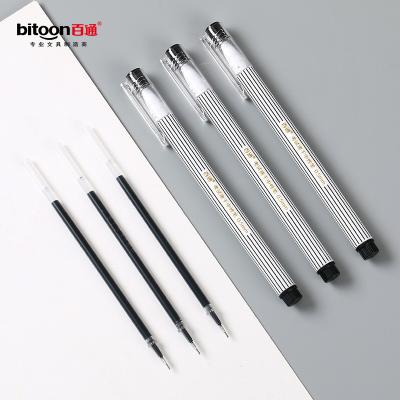 China 12pcs/set Gel Pen 0.5mm Normal Creative Simple Fresh Test Design Stripe 12pcs/set Quick Drying Neutral Diary Supplies for sale