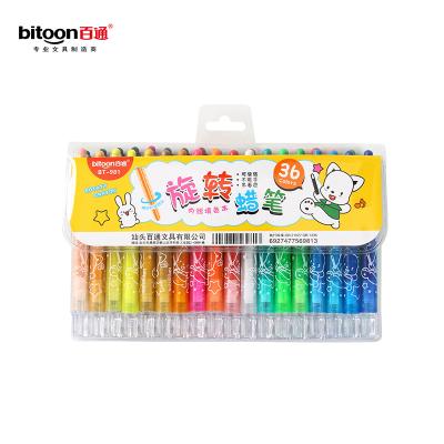 China Soft Writing Top Selling Non-toxic Customized Kids Toys Wax Crayons Can Be Rotated 36 Colors Wax Crayon For Kids for sale