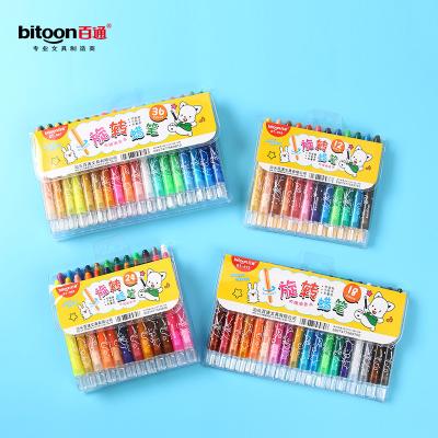 China Hot Selling Soft Writing Colored Plastic Wax Pencil 24 Colors Non-Toxic Crayon For School Students Children Drawing Promotion for sale