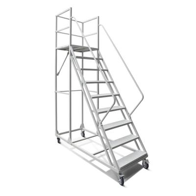 China Folding Ladders Warehouse Use Steel Safety Rail Anti-Skid Mobility Platform Indoor Outdoor Step for sale