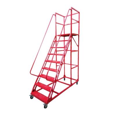 China Folding Ladders Factory Use Powder Coated Carbon Steel Safety Movable Non-Slip Rolling Step for sale