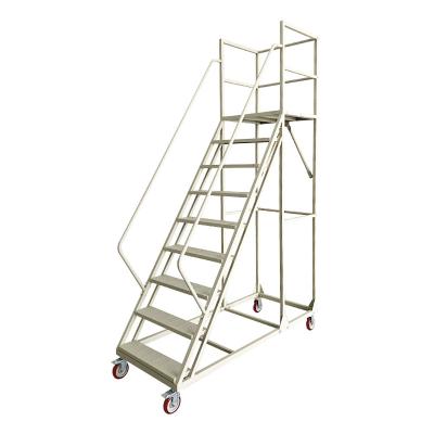 China Heavy Duty Folding Ladders Factory Use Steel Safety Rail 8 Steps Ladder With Wide Step for sale