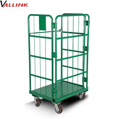 China Collapsible Heavy Duty Steel Storage Folding Warehouse Metal Rolltainer Container Carts for sale