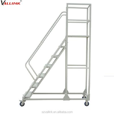 China Folding Ladders Warehouse Movable Platform Metal Ladder Portable Stairs With Handrail for sale