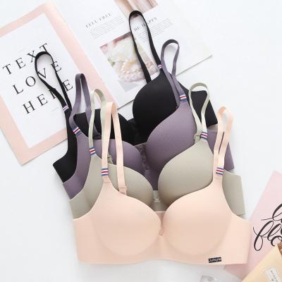 China Popular British French Simple Pump Ice Silk Bra One Piece Push Up Wireless Bra Fitted for sale