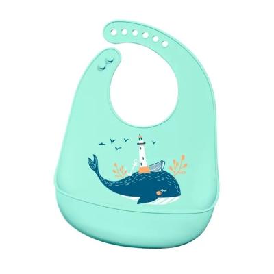 China Silicone Antibacterial Baby Bib With Food Catcher BPA Pantone Custom Free Soft Waterproof Buckle Color Hook OEM Logo Item Time Lead Packing for sale