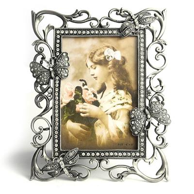 China Vintage home decoration JYS.Antique and shabby chic style metal picture frame with pearls and crystals for a 6