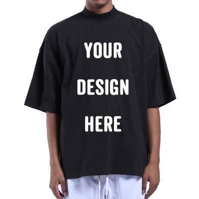 China Anti-pilling OEM Custom Design Tee Shirt 100% Fit Boxy Oversized Cotton Mock Neck T-shirt Men's T-shirt for sale