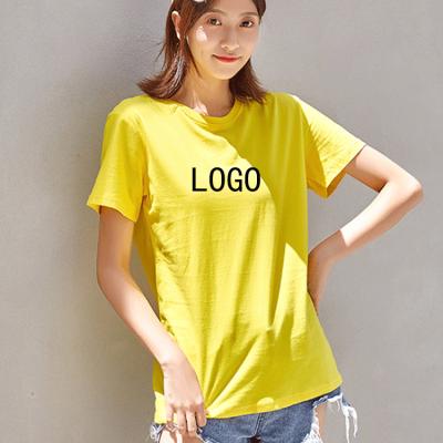 China Wholesale Cotton Women's Round Neck Breathable Fashion Casual Custom Logo Printed Solid 100% T-Shirts T-Shirts for sale