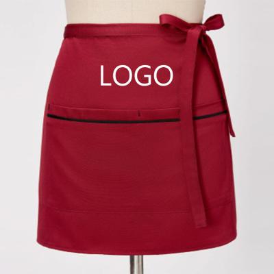 China Custom Size Kitchen Aprons Half Length Printing Logo Restaurant Cleaning Waiters Customized Aprons Cooking Apron for sale