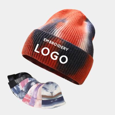 China Wholesale Dye Beanie Fashion Link Embroidery Custom Logo Fitted Hats Knit Beanies For Men Custom Beanie for sale