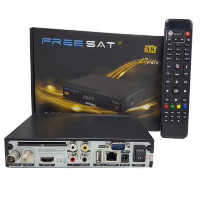 China Gold Freesat V8 Satellite Gold Freesat V8 Freesat V8 HD Set Top Box Powervu Newcamd Bisskey Gold DVB-S2 Receiver Support for sale