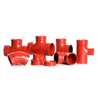 China Water / Air / Steam / Gas Made Of China Malleable Iron Grooved Pipe Fittings For Fire Fighting System for sale