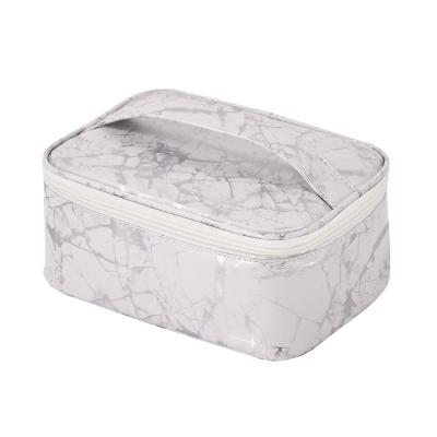 China Fashion Pattern Marble Custom Makeup Bag Custom PU Leather Make Up Large Cosmetic Bag for sale