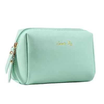 China ISO Sedex FAMA Waterproof Green BSCI Makeup Bag Leather Purse Leather PU Makeup Pouch Cosmetic Makeup Bag for sale