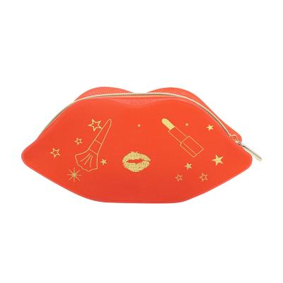 China Fashion BSCI Professional Custom ISO Sedex Disney FAMA Printing PVC Lip Shaped Makeup Bag for sale