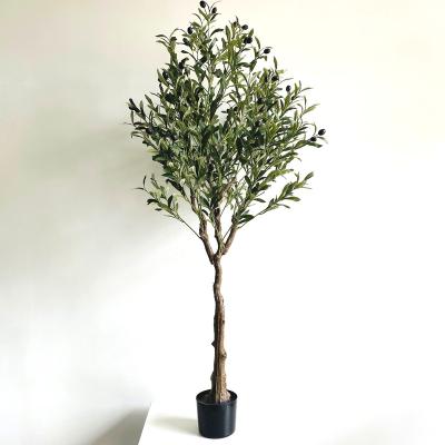 China Minimalist To Stock Indoor Green Wood Branch Artificial Faux Olive Tree Decoration Plastic Plant for sale