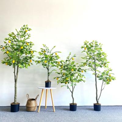 China Wholesale 180cm Minimalist 100cm 120cm 150cm Plastic Environmental Trunk Bonsai Green Plant Indoor Decorative Artificial Lemon Tree for sale