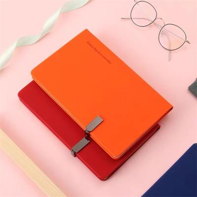 China Easy Writing Books Printing PU Cover Journal Notebook Diary Gold Stamping Binding Logo Removable Lock Leather Notebook for sale