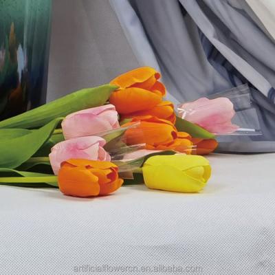 China Bridal Bouquets Head Plant Decorative Artificial Tulip Silk Flower Heading For Hotel Decor for sale