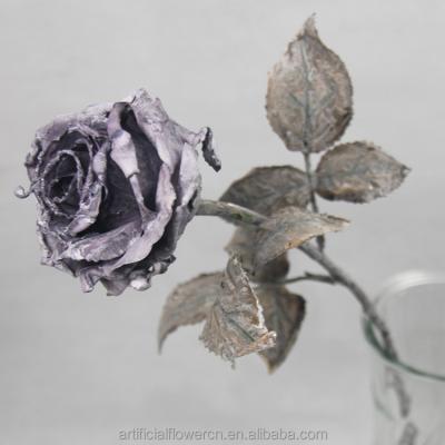 China High quality dark purple artistic rose bridal bouquet group artificial flower bouquet table design gift for sale