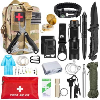 China Outdoor Travel Survival Equipment Survival Tool Kit Multifunction Camping Wild First Aid Kit for sale