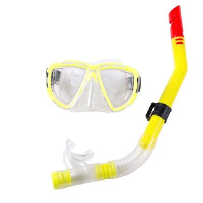 China Flat Swimming Snorkeling Snorkeling Mask PVC Snorkel Tube Diving Set 180 Sight Summer Cheap Wide Price Goggles Frog Set Mask Goggles for sale