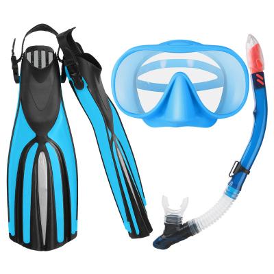 China Factory Supply Professional Scuba Silicone Frameless Wide Sight 180 Snorkel Diving Mask With Fins Set for sale