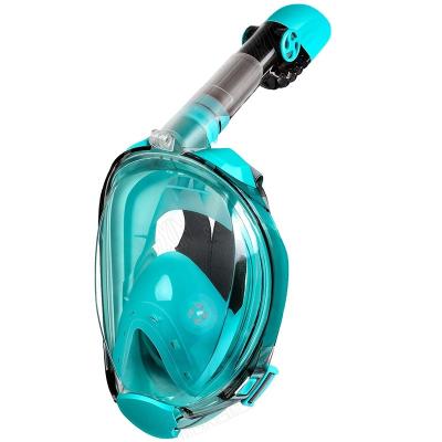 China Best Price Wide Sight 180 Anti Leak Adjustable Strap Full Face Silicone Anti Snorkel Mask With Last Breath Dry Top System for sale