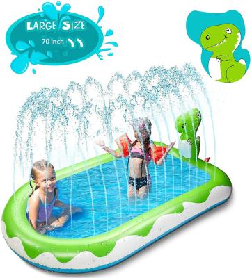 China Easy Install Large Size Inflatable Sprinkler Pool For Kids 3 In 1 Dinosaur Splash Water Playing Pad Kiddie Pool Spray Pad Pool for sale