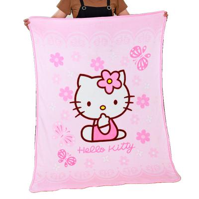 China Pink Soft Plush Flannel Hello Kitty Blanket Making Blanket Four Seasons Kids Blanket for sale