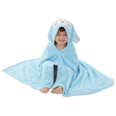 China Portable Towel Coral Soft Quick-Dry Hooded Baby Bath Absorbent Fleece Baby Thickening Coat Blanket for sale