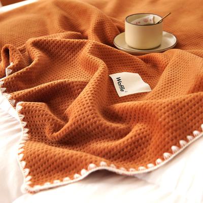 China New PORTABLE Waffle Four Seasons Children's Blanket Waffle Velvet Bed Comforter Home Blanket for sale