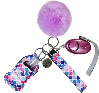 China Cheap Hot Sale Metal Wrist Pompom Ball Keychain Set Protective Women Protect Fun Tool for sale