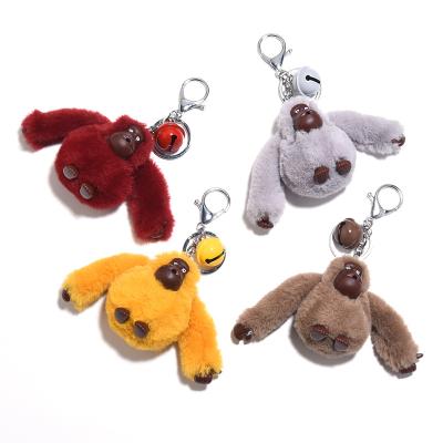 China High Quality Soft Cute Doll Keychain Plush Metal Hair 3D Forilla Key Chain Pom Ball For Bag for sale