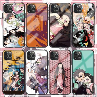 China Phone Protection Customized LOGO anime kamado nezuko glossy tempered glass smart cell phone covers for iPhone 11 for sale