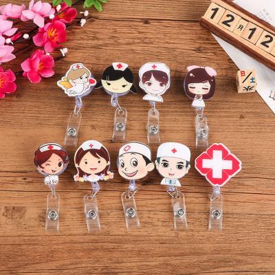 China Retractable Plastic Badge Holder Reel China Pin Magnetic Wallet Alligator Clip for Doctors and Nurses for sale