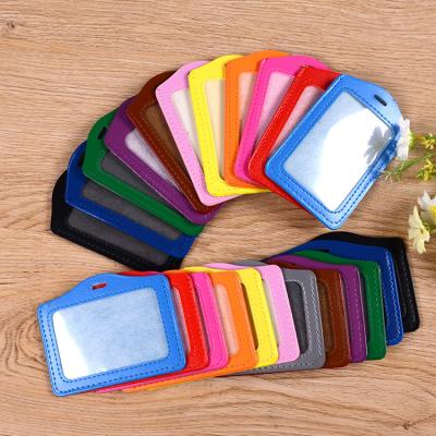 China Fashion PU ID Card High Quality Genuine Leather Name Badge Holder for sale