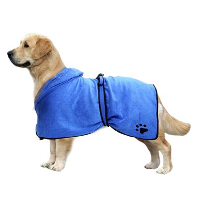 China Quick Viable Microfiber Dog Drying Towel Robe With Hood Belt For Large Medium Small Dogs for sale