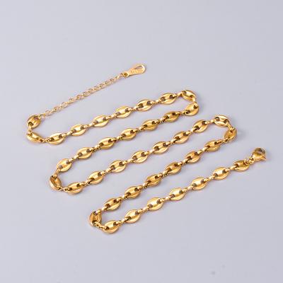 China Trendy Large Thick Stainless Steel Necklaces Chains For Women Men Couples Jewelry Choker Necklace Geometric Gold Silver for sale