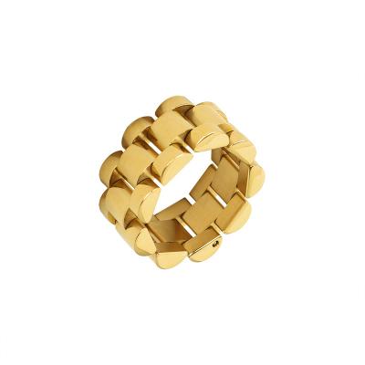 China Wholesale New Vintage Design Gold Stainless Steel Exaggerate Ring Women Simple Heavy Metal Index Finger Rings Unisex for sale