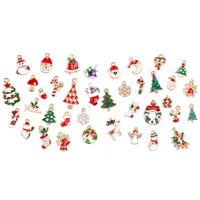 China DIY Christmas Jewelry Accessory Mix Random Size 10 - 40 Styles Alloy Metal Christmas Drop Oil Charms Gold Pendant For DIY Bracelet Necklace Jewelry Making for sale