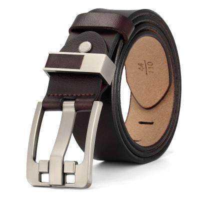 China Cowhide Men Belt Luxury Black Metal Pin Buckle Fancy Vintage Belt Jeans Leather Belt Male High Quality Male Genuine Leather Strap Men Belt for sale