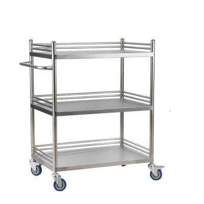 China Modern 3 Layers Stainless Steel Instrument Dressing Trolley Hospital Trolley for sale